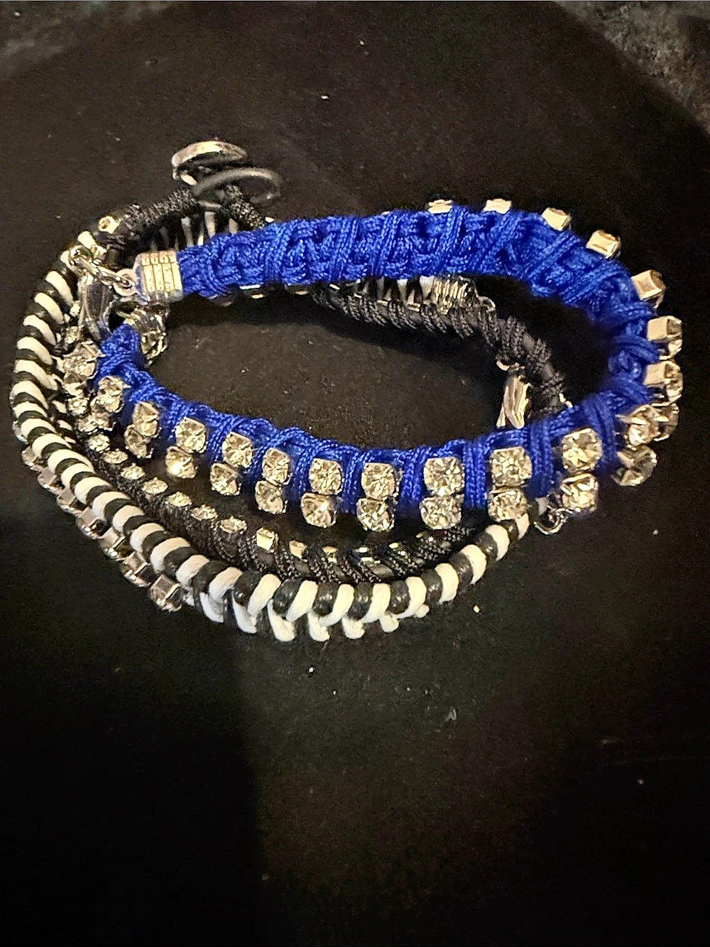 Blue & Black Embellished Bracelet Stack